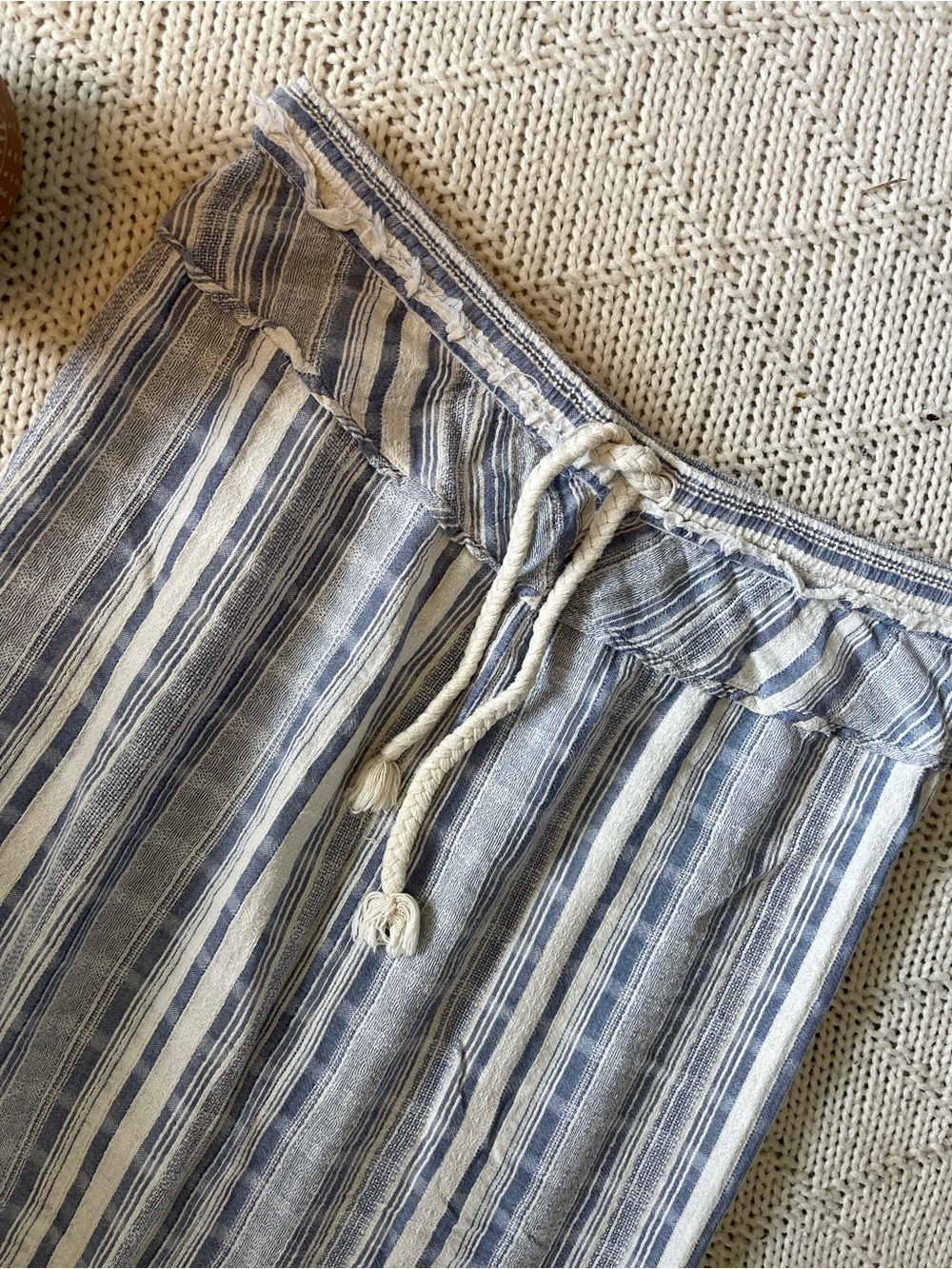 Free People Intimately Blue White Striped Linen Blend Maxi Skirt XS - Picture 2 of 4